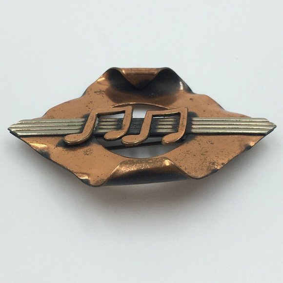 Bronze BROOCH Music Staff with Double Notes - Picture 4 of 7